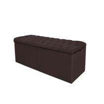 Calçadeira Com Baú Estofada Espanha 90cm Solteiro Para Cama Box Suede Marrom - Gat Magazine