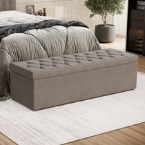 Calçadeira Decorativa Estofada Sagitarius 195 para Cama King Sued Capuccino Aradecor