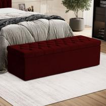 Calçadeira Estofada Almofadadas para Cama Box Sagitarius 195 para Cama King Suede Vermelho Aradecor