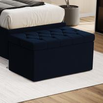 Calçadeira Estofada Almofadadas para Cama Box Sagitarius 90 para Cama de Solteiro Suede Azul Marinho Calçadeira Estofada Almofadadas para Cama Box Sagitarius 90 para Cama de Solteiro Suede Azul Marinho