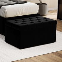 Calçadeira Estofada Decorativa para Cama Box Sagitarius 90 para Cama de Solteiro Suede Preto Aradeco