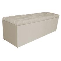 Calçadeira Estofada Liverpool 140 cm Casal Suede Bege - ADJ Decor