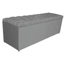 Calçadeira Estofada Liverpool 140 cm Casal Suede Cinza - Doce Sonho Móveis