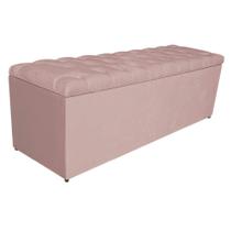 Calçadeira Estofada Liverpool 160 cm Queen Size Suede Rosê - Amarena Móveis - Am Decor