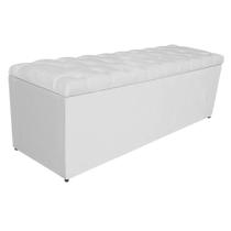 Calçadeira Estofada Liverpool 195 cm King Size Sintético Branco - Amarena Móveis