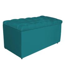 Calçadeira Estofada Liverpool 90 cm Solteiro Suede Azul Turquesa - Amarena Móveis