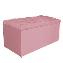 Calçadeira Estofada Liverpool 90 cm Solteiro Suede Rosa Bebê - Doce Sonho Móveis