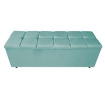 Calçadeira Estofada Manchester 140 cm Casal Suede Azul Tiffany - Amarena Móveis