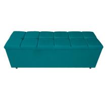 Calçadeira Estofada Manchester 140 cm Casal Suede Azul Turquesa - Doce Sonho Móveis