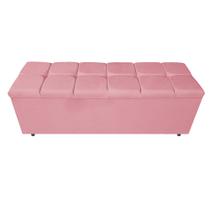 Calçadeira Estofada Manchester 160 cm Queen Size Suede Rosa Bebê - Amarena Móveis