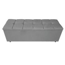 Calçadeira Estofada Manchester 195 cm King Size Suede Cinza - Doce Sonho Móveis