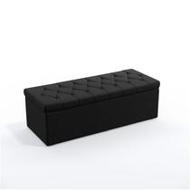 Calçadeira Estofada Para Cama Box Sagitarius 160 Para Cama Queen Sued Preto Aradecor