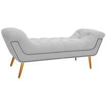 Calçadeira Estofada Veneza 140 cm Casal Sintético Branco - Amarena Moveis