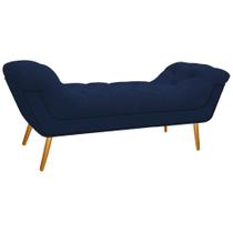 Calçadeira Estofada Veneza 140 cm Casal Suede Azul Marinho - Doce Sonho Móveis