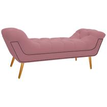 Calçadeira Estofada Veneza 140 cm Casal Suede Rosa Bebê - Amarena Móveis