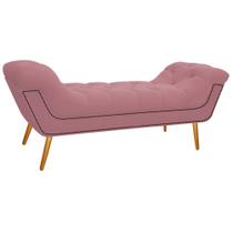 Calçadeira Estofada Veneza 160 cm Queen Size Suede Rosa Bebê - Amarena Moveis