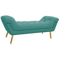 Calçadeira Estofada Veneza 195 cm King Size Suede Azul Tiffany - Amarena Moveis