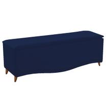 Calçadeira Estofada Yasmim 140 cm Casal Suede Azul Marinho - Doce Sonho Móveis