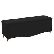 Calçadeira Estofada Yasmim 140 cm Casal Suede Preto - Doce Sonho Móveis