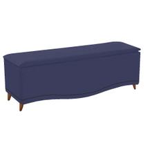 Calçadeira Estofada Yasmim 195 cm King Size Corano Azul Marinho - ADJ Decor