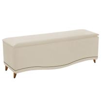 Calçadeira Estofada Yasmim 195 cm King Size Suede Bege - Doce Sonho Móveis