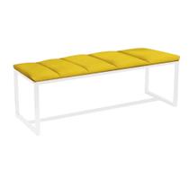 Calçadeira Industrial Carla 100cm Solteiro Quarto Box Cama Ferro Branco Sintético Amarelo - Ahz Móveis