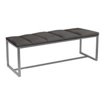 Calçadeira Industrial Carla 100cm Solteiro Quarto Box Cama Ferro Cinza Sintético Cinza Escuro - Ahz Móveis