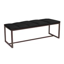 Calçadeira Industrial Carla 100cm Solteiro Quarto Box Cama Ferro Marrom Suede Preto - Ahz Móveis