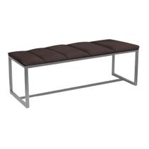 Calçadeira Industrial Carla 100cm Solteiro Quarto Box Cama Ferro Prata Suede Marrom - Ahz Móveis