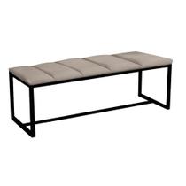 Calçadeira Industrial Carla 100cm Solteiro Quarto Box Cama Ferro Preto Sintético Bege - Ahz Móveis