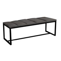 Calçadeira Industrial Carla 100cm Solteiro Quarto Box Cama Ferro Preto Sintético Cinza Escuro - Ahz Móveis