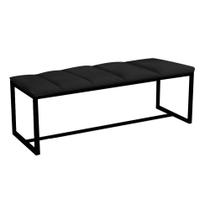 Calçadeira Industrial Carla 100cm Solteiro Quarto Box Cama Ferro Preto Sintético Preto - Ahz Móveis