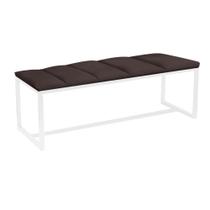 Calçadeira Industrial Carla 140cm Casal Quarto Box Cama Ferro Branco Suede Marrom - Ahazzo Móveis