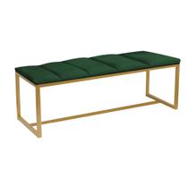 Calçadeira Industrial Carla 140cm Casal Quarto Box Cama Ferro Dourado Suede Verde - Ahz Móveis