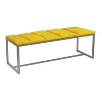 Calçadeira Industrial Carla 140cm Casal Quarto Box Cama Ferro Prata Sintético Amarelo - Ahz Móveis