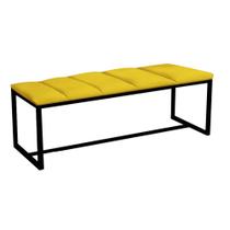 Calçadeira Industrial Carla 140cm Casal Quarto Box Cama Ferro Preto Sintético Amarelo - Ahz Móveis