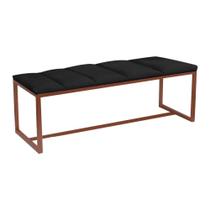 Calçadeira Industrial Carla 160cm Queen Size Quarto Box Cama Ferro Bronze material sintético Preto - Ahz Móveis