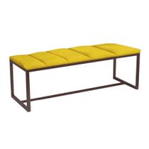 Calçadeira Industrial Carla 160cm Queen Size Quarto Box Cama Ferro Marrom Sintético Amarelo - Ahz Móveis