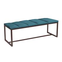 Calçadeira Industrial Carla 160cm Queen Size Quarto Box Cama Ferro Marrom Suede Azul Turquesa - Ahz Móveis