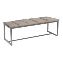 Calçadeira Industrial Carla 160cm Queen Size Quarto Box Cama Ferro Prata Suede Bege - Ahz Móveis