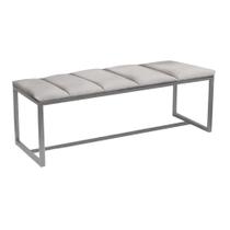 Calçadeira Industrial Carla 160cm Queen Size Quarto Box Cama Ferro Prata Suede Cinza Claro - Ahz Móveis