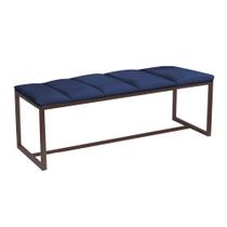 Calçadeira Industrial Carla 195cm King Size Quarto Box Cama Ferro Marrom material sintético Azul Marinho - Ahz Móveis