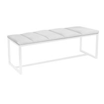 Calçadeira Industrial Carla 90cm Solteiro Quarto Box Cama Ferro Branco Suede Branco - Ahazzo Móveis