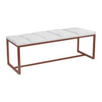 Calçadeira Industrial Carla 90cm Solteiro Quarto Box Cama Ferro Bronze material sintético Branco - Ahz Móveis