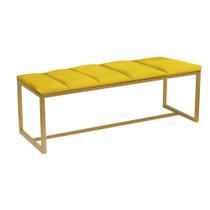 Calçadeira Industrial Carla 90cm Solteiro Quarto Box Cama Ferro Dourado material sintético Amarelo - Ahz Móveis