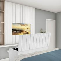 Calçadeira Recamier Baú Carla 140cm Casal Para Quarto Box Suede Branco - Ahz Móveis