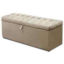 Calçadeira Recamier Baú Casal King 195 cm Italia Suede Marfim - DS Móveis