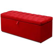 Calçadeira Recamier Baú Casal King 195cm Italia Suede Vermelho - DS Estofados