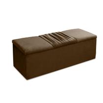 Calçadeira Recamier Baú Casal King 195cm Vitória Suede Marrom - Estopar