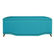 Calçadeira Recamier Baú Casal Queen 160cm Greta Suede Azul Turquesa - DS Estofados